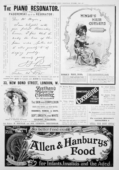Egy hirdetési oldal az Illustrated London Newsban, karácsonyi szám, 1896 alkotó: Unbekannt