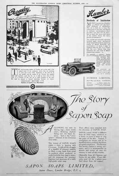 Egy reklámoldal az Illustrated London Newsban, karácsonyi szám, 1920 alkotó: Unbekannt