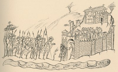 Angolszász harcosok közelednek egy erődhöz, 1908 alkotó: Unbekannt