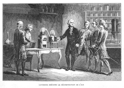 Antoine Laurent Lavoisier francia kémikus, aki bemutatja az oxigén felfedezését, 1776 1874 alkotó: Unbekannt