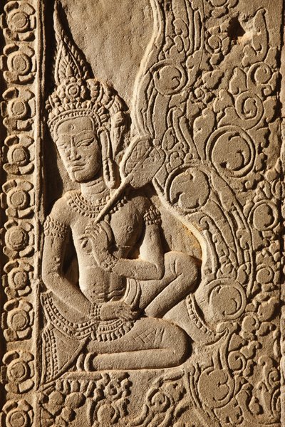Apsara táncos faragás Angkor Watban, Siem Reapben, Kambodzsában alkotó: Unbekannt