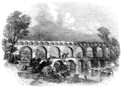 Nimes-i vízvezeték a Pont du Gardnál, Franciaország, 1886 alkotó: Unbekannt