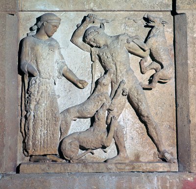 Archaikus metóp, amely az Aktaeont és Artemist mutatja be, Kr. e. 5. század alkotó: Unbekannt