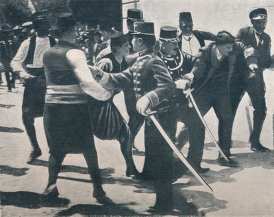 Gavrilo Princip letartóztatása, Ferenc Ferdinánd főherceg gyilkosa, 1914 alkotó: Unbekannt
