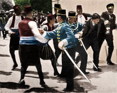 Gavrilo Princip letartóztatása, Ferenc Ferdinánd főherceg gyilkosa, 1914 alkotó: Unbekannt