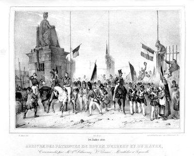 Rouen, Elbeut és Le Havre hazafiainak érkezése Párizsba, 1830. július 30. alkotó: Unbekannt