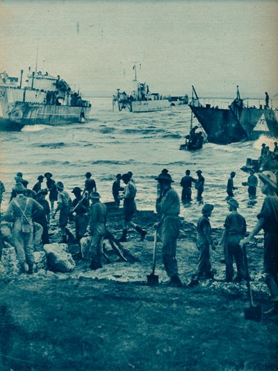 Ahogy felkelt a nap az invázió napján: szedjük és lapátoljuk az utat, 1943-44 alkotó: Unbekannt