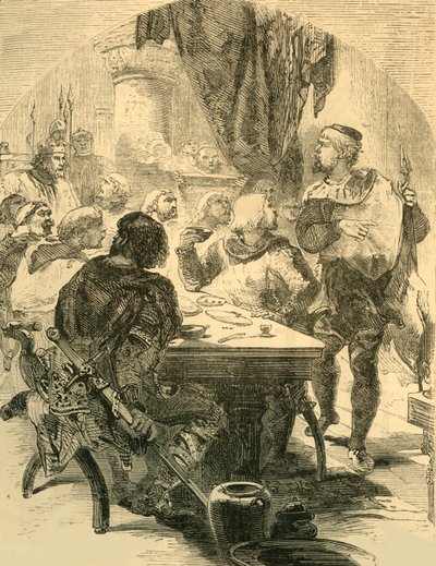 A Harold által tartott banketten megkapja a Híreket a normannok inváziójáról, 1890. alkotó: Unbekannt