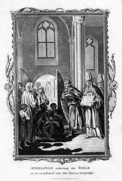 Athelstan elrendelte, hogy fordítsák le a Bibliát szász nyelvre, 1796 alkotó: Unbekannt