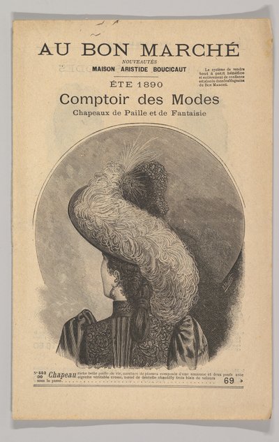 Au Bon Marché-Comptoir des Modes, Díszes szalmakalapok, 1890 nyara, 1890. alkotó: Unbekannt