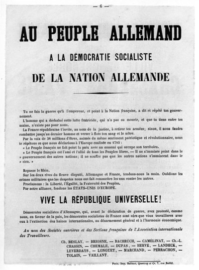 A német népnek, a Párizsi Kommün francia politikai plakátjairól, 1871. május alkotó: Unbekannt