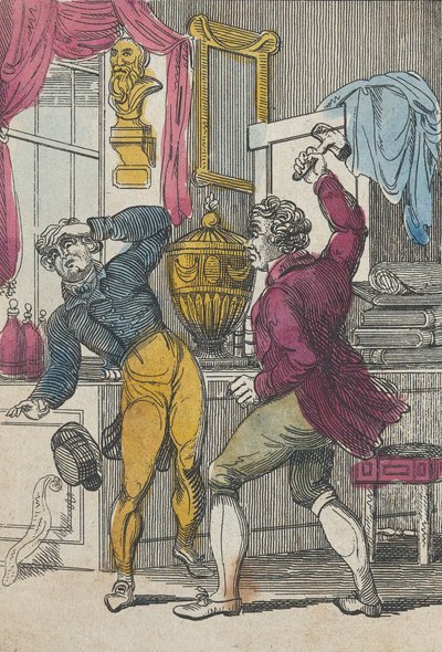 Árverésvezető és ügyvéd, árverező, aki egy rossz tételt leütött, 19. század eleje... alkotó: Unbekannt
