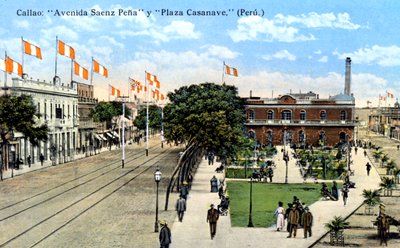 Avenida Saenz Pena és Plaza Casanave, Callao, Peru, 1900-as évek alkotó: Unbekannt
