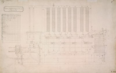 Babbage motorok, különbségi rajz a Difference Engine No 2 oldalnézetéről alkotó: Unbekannt