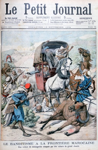 Banditák megtámadnak egy postakocsit a marokkói határon, 1904 alkotó: Unbekannt
