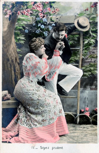 Legyen óvatos, vintage francia képeslap, 1900 alkotó: Unbekannt