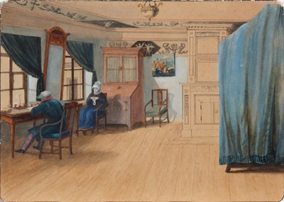 Hálószoba belső. Jegor Francevics Kankrin gróf 1774-1845 az íróasztalánál, 1820-as évek alkotó: Unbekannt