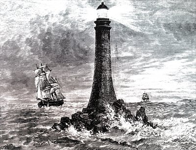 Bell Rock világítótorony viharban. alkotó: Unbekannt