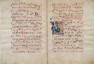 Bifolium L kezdőbetűvel, egy antifóniából, 14. század. alkotó: Unbekannt