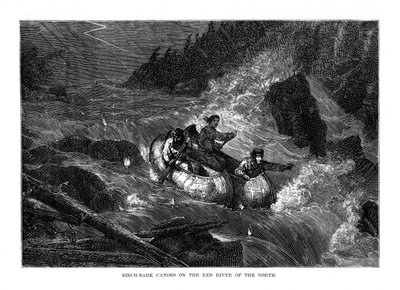 Nyírfakéreg kenuk az északi Vörös folyón, Egyesült Államok, 1877 alkotó: Unbekannt