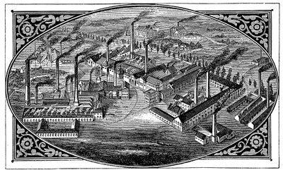 A Krupps-művek madártávlati képe, Essen, Németország, 1876 alkotó: Unbekannt
