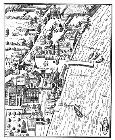 Madártávlat a Westminster-palotára, London, c1560, c1902-1905 alkotó: Unbekannt