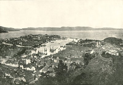 Madártávlat a kikötőre, Bergen, Norvégia, 1895. alkotó: Unbekannt