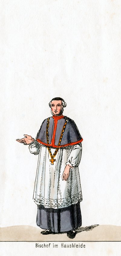 Püspök házi ruhában, jelmezterv Shakespeare drámájához, VIII. Henrik, XIX. alkotó: Unbekannt