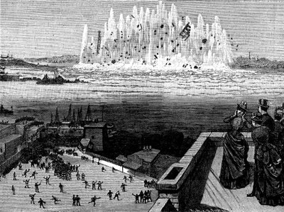 A Flood Rock felrobbantása, 1885, 1886. alkotó: Unbekannt