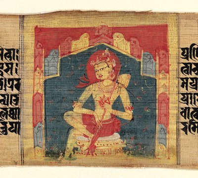 Bodhiszattva a hegyi barlangban, vonós hangszeren játszik Vina..., kb. 1090. alkotó: Unbekannt