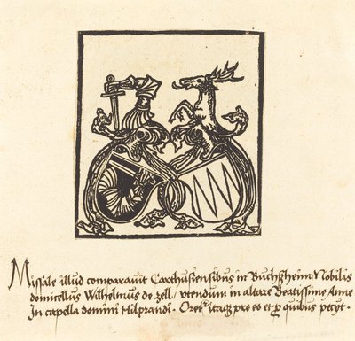 Wilhelm von Zell könyvtáblája, 1500-ban vagy utána. alkotó: Unbekannt