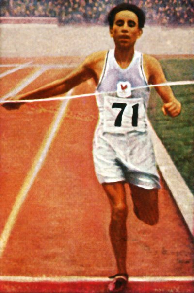 Boughera El Ouafi megnyerte a maratont Franciaországban, 1928. alkotó: Unbekannt