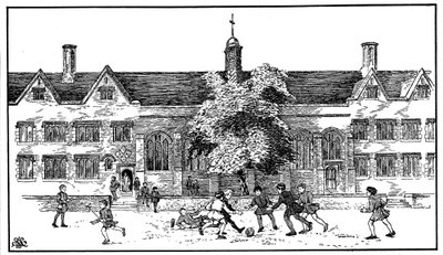 Fiúk a Tudor-korban fociznak a Berkhamsted Gimnáziumban, Hertfordshire-ben alkotó: Unbekannt