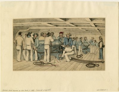 Brit haditengerészeti lövészek a fegyverfedélzeten, kb. 1850 alkotó: Unbekannt