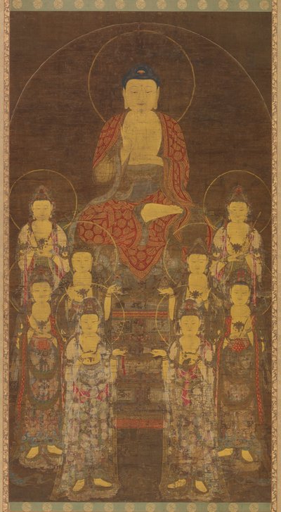 Buddha Amitabha Amita és a Nyolc Nagy Bodhiszattva, Késő Goryeo időszak, 14. század közepe-vége. alkotó: Unbekannt