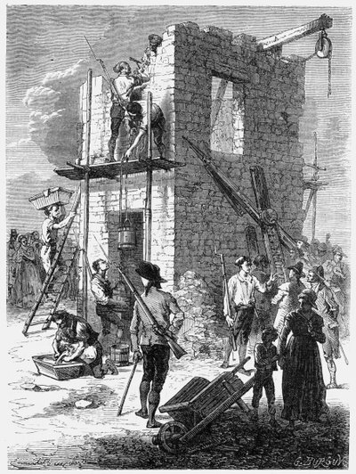 Chappe távíróállomás építése, c1793, c1870 alkotó: Unbekannt
