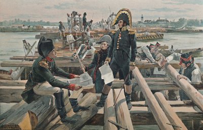 A híd építése Lobau szigetén, 1809, 1896 alkotó: Unbekannt