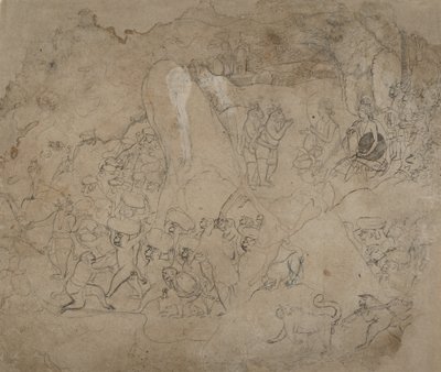 A híd építése Lankára, kb. 1800. alkotó: Unbekannt