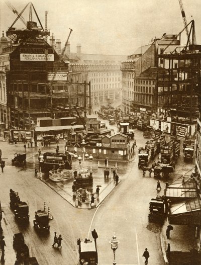 Építési munkák a Piccadilly Circusban Londonban, 1926, 1935. alkotó: Unbekannt