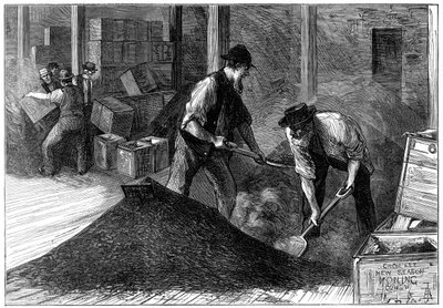 Tömeges tea egy tearaktárban, 1874 alkotó: Unbekannt