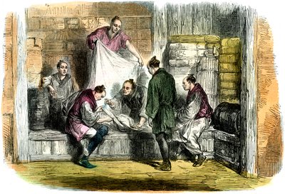 Kamlet vásárlás egy boltban, Yokohama, Japán, 1865 alkotó: Unbekannt