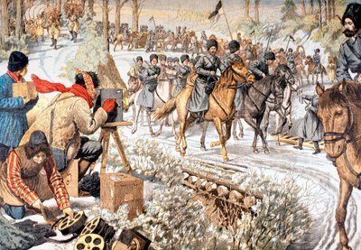 Operatőr a mandzsúriai orosz csapatok forgatásáról egy korai híradóhoz, Orosz-Japán háború, 1904 alkotó: Unbekannt