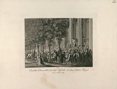 Camille Desmoulins a Palais Royal Gardensben, c. 1797-1800. alkotó: Unbekannt