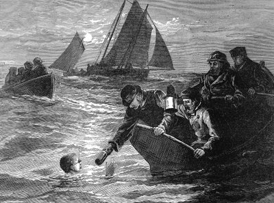 Matthew Webb kapitány, az első ember, aki átúszta a La Manche csatornát, 1875 alkotó: Unbekannt
