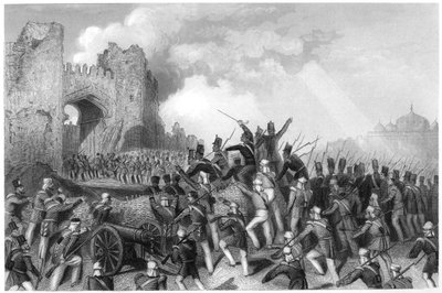 A Kasmír-kapu elfoglalása, Delhi megtámadása, 1857, 1860 c. alkotó: Unbekannt