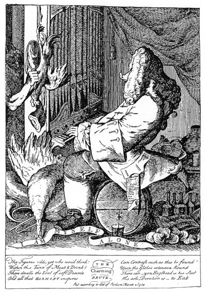 George Frideric Händel karikatúrája 1685-1759, 1754 alkotó: Unbekannt