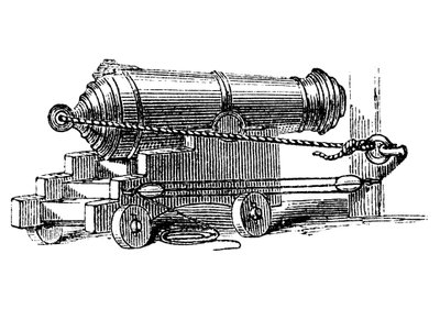 Carronade, rövid haditengerészeti lövedék nagy kaliberű kamrával, mint egy aknavető, c1884 alkotó: Unbekannt
