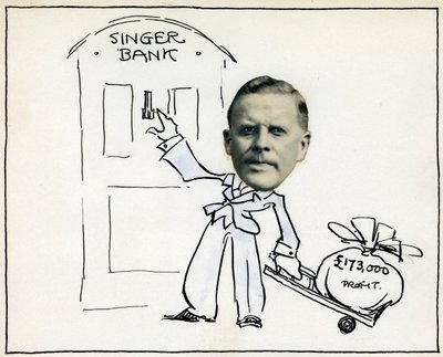 Rajzfilm William E Bullock ügyvezető igazgatóról, Singer & Company Ltd alkotó: Unbekannt