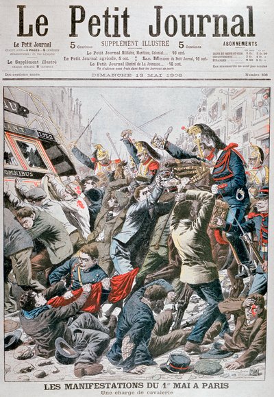 Lovassági roham az 1906. május 1-i párizsi tüntetésen alkotó: Unbekannt