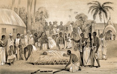 Egy hindu özvegy megégetésének szertartása néhai férje holttestével, 1847 alkotó: Unbekannt
